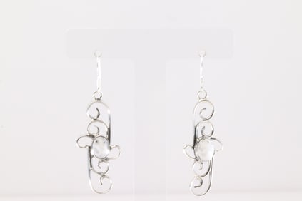 Native America Navajo Sterling Silver White Buffalo Dangling Earring's By Sheena Jack.