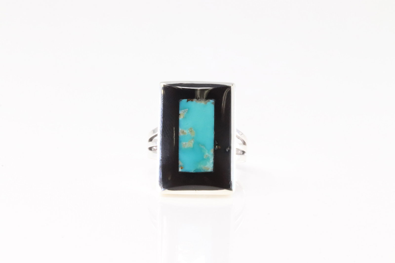 Native America Navajo Sterling Silver Black Onyx & Turquoise Ring By Harlan Coonsis.: This is a Native America Navajo Sterling Silver Black Onyx & Turquoise Ring By Harlan Coonsis. Ring size: 7.50.