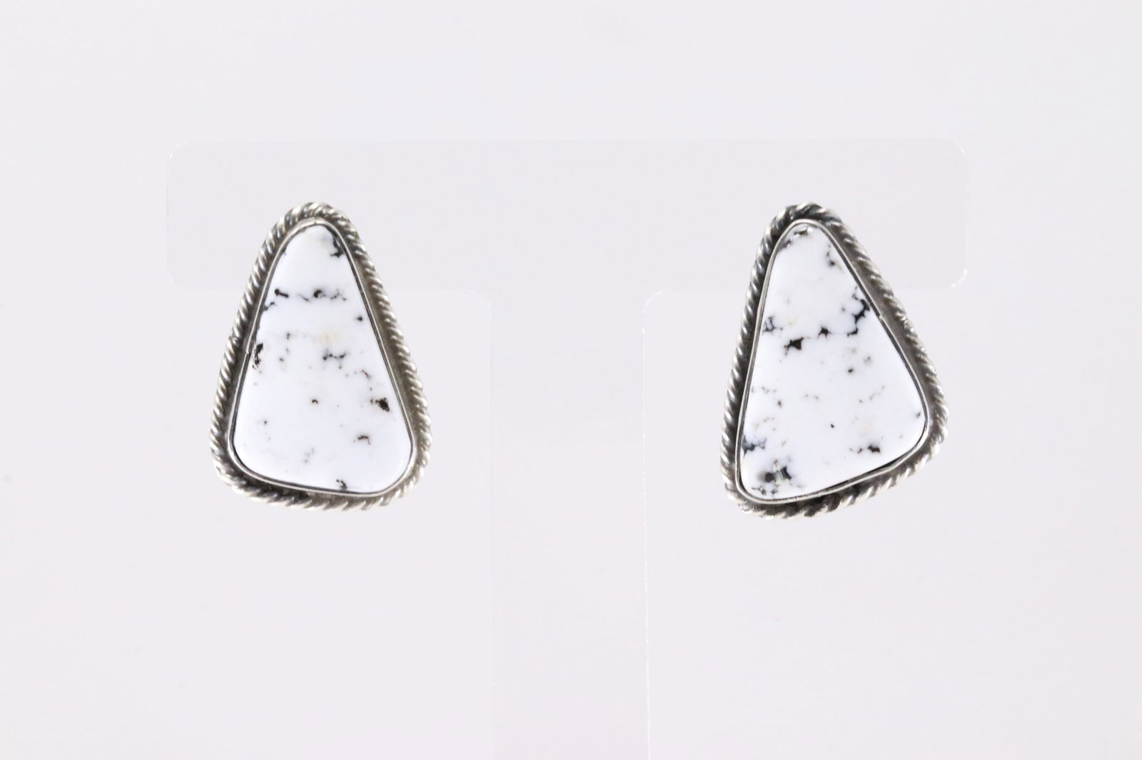 Native America Navajo Sterling Silver White Buffalo Post Earring's By Chassity Belone. (1 of 4)