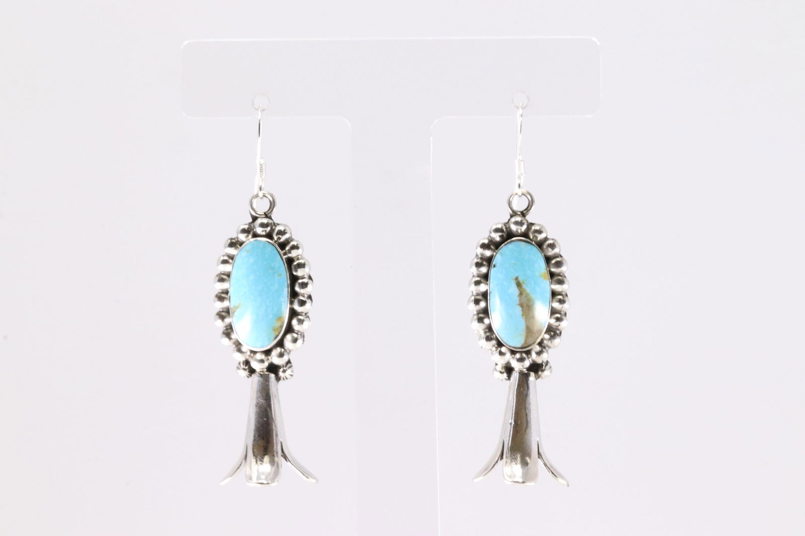 Native America Navajo Sterling Silver Turquoise Dangling Earring's By Charlene Yazzie.: This is a Native America Navajo Sterling Silver Turquoise Dangling Earring's By Charlene Yazzie.