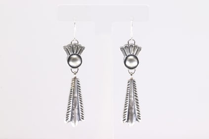 Native America Navajo Sterling Silver Stamped Dangling Earring's By Martha Cayatineto.