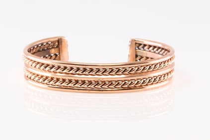 Native America Navajo Copper Bracelet Cuff By Elaine Tahe.