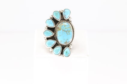 Native America Navajo Sterling Silver Turquoise Ring By G.James.