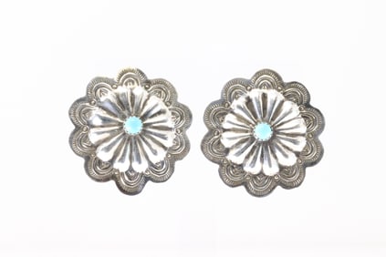 Native America Navajo Sterling Silver Turquoise Post Earring's By Genevieve Blackg.