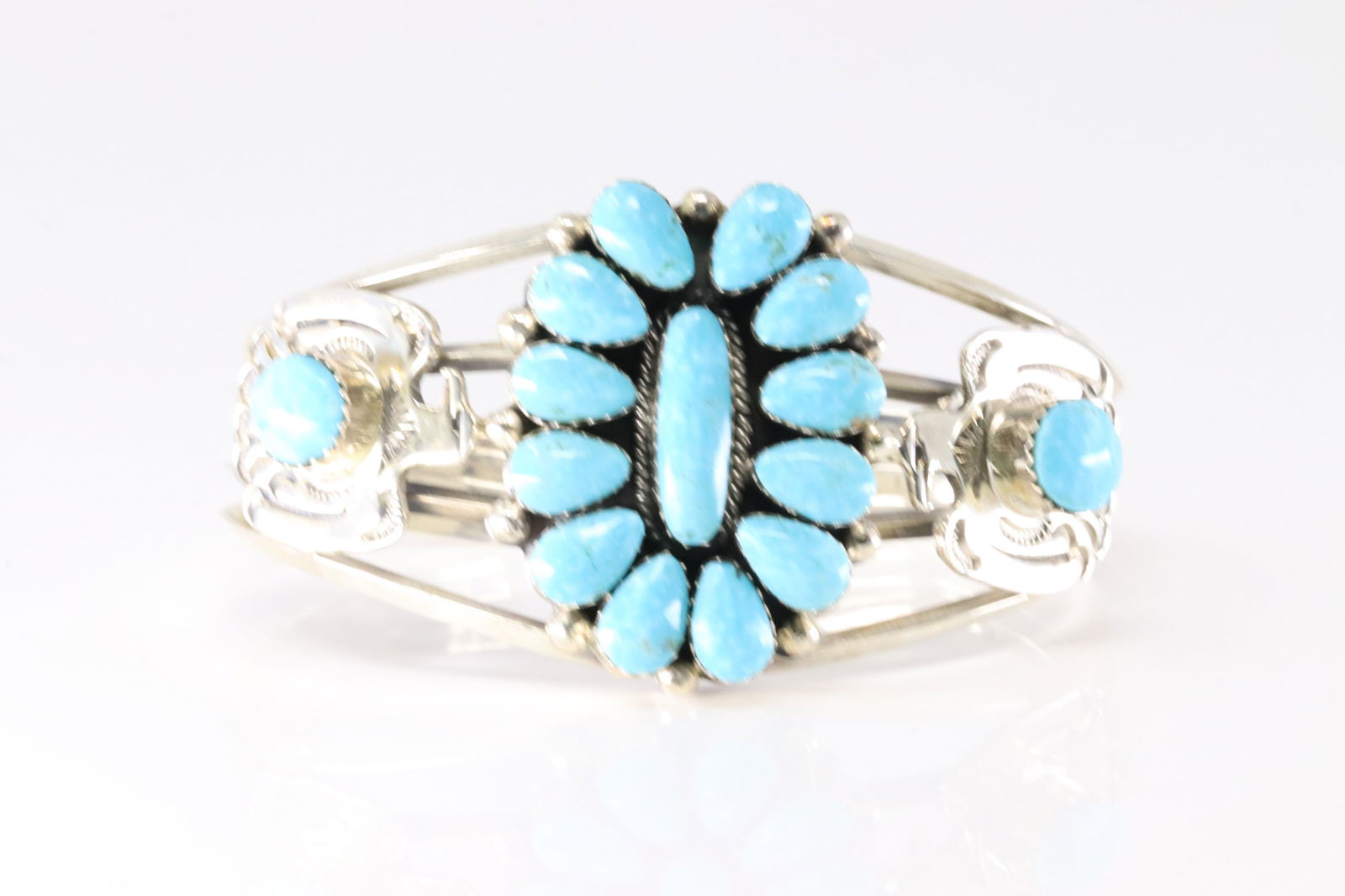 Native America Navajo Sterling Silver Turquoise Thunder Bird Bracelet Cuff By Jimmy Garcia. (1 of 4)