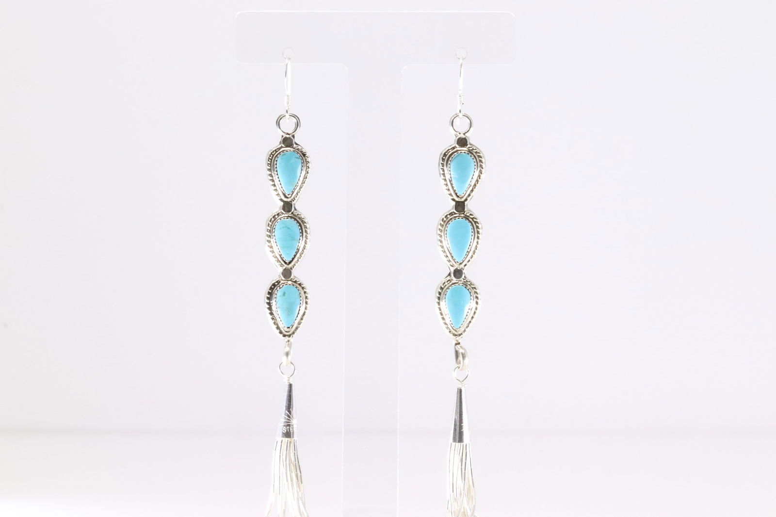 Native America Navajo Sterling Silver Turquoise Dangling Earring's By Annette Martinez.: This is a Native America Navajo Sterling Silver Turquoise Dangling Earring's By Annette Martinez.