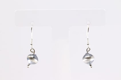Native America Navajo Sterling Silver Pearl Beaded Dangling Earring's By Treva Jim.