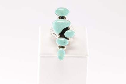 Native America Navajo Sterling Silver Turquoise Ring By Jimmy Picotte.