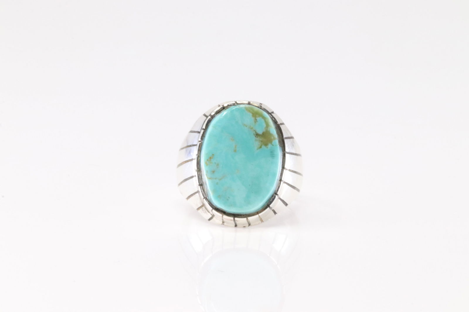 Native America Navajo Sterling Silver Men Turquoise Ring By R. (1 of 4)
