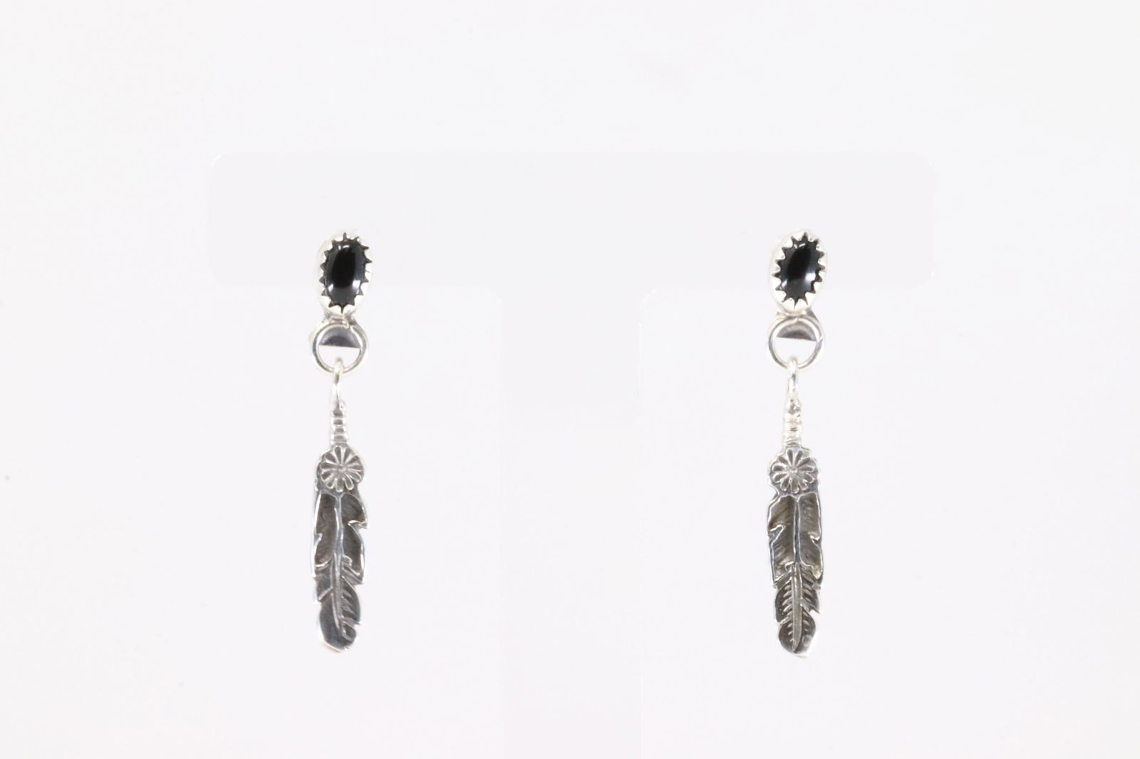 Native America Navajo Sterling Silver Black Onyx Post / Dangling Earring's By Letricia Largo.: This is a Native America Navajo Sterling Silver Black Onyx Post / Dangling Earring's By Letricia Largo.