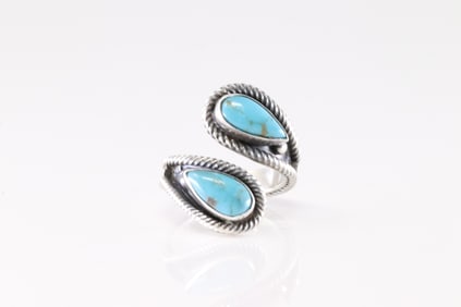 Native America Navajo Sterling Silver Turquoise Ring By Kenny Lonjose.