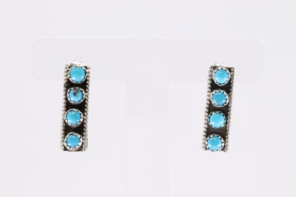 Native America Navajo Sterling Silver Turquoise Post Earring's By Janice Spencer.
