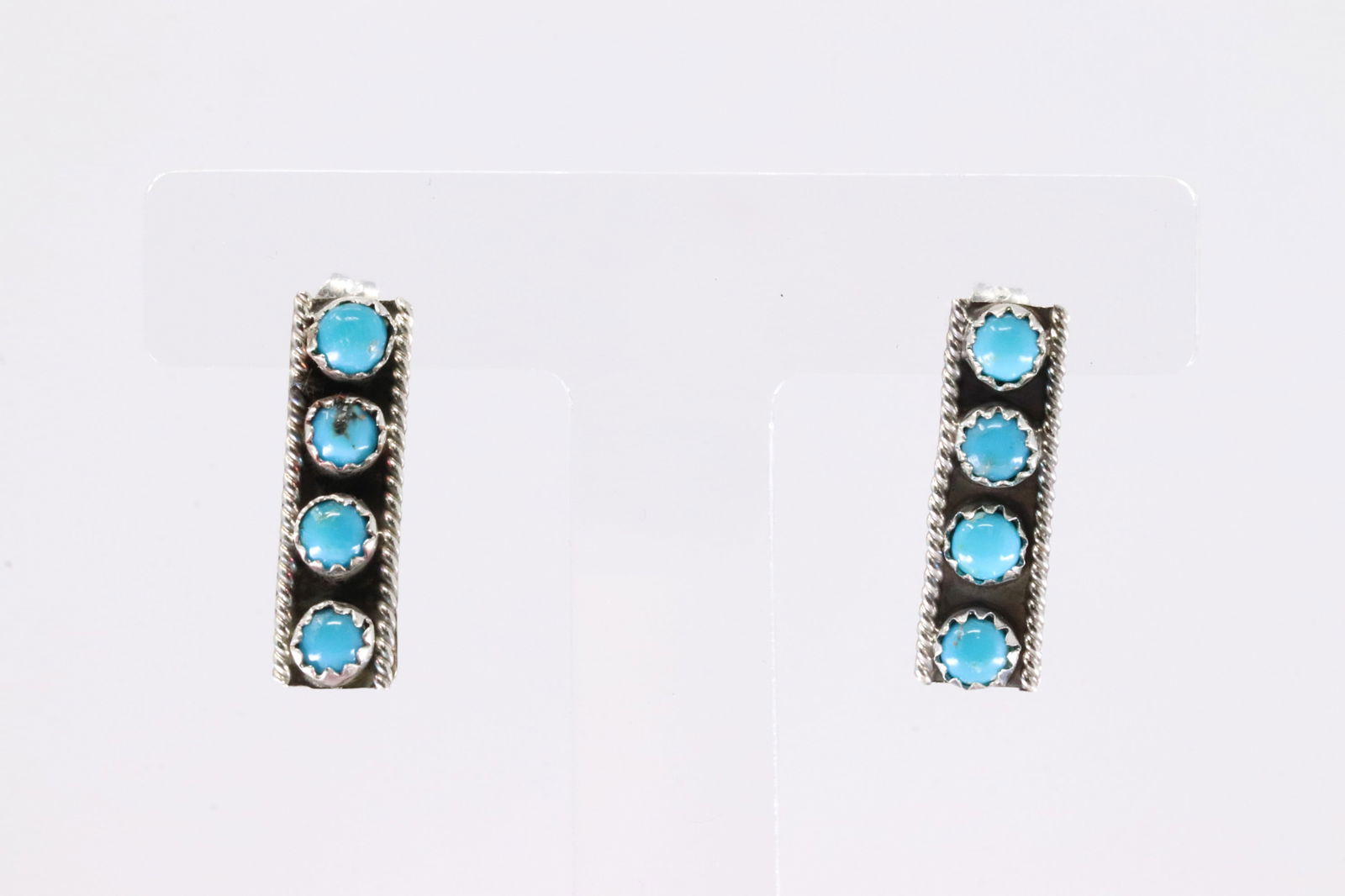 Native America Navajo Sterling Silver Turquoise Post Earring's By Janice Spencer.: This is a Native America Navajo Sterling Silver Turquoise Post Earring's By Janice Spencer.