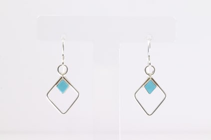 Native America Zuni Sterling Silver Turquoise Dangling Earring's By Swain Charlie.