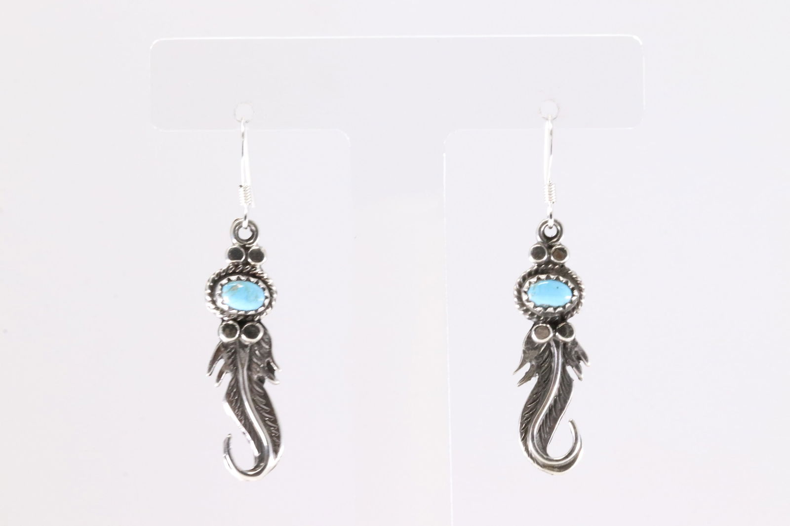 Native America Navajo Sterling Silver Turquoise Dangling Earring's By Sharon McCarthy.: This is a Native America Navajo Sterling Silver Turquoise Dangling Earring's By Sharon McCarthy.
