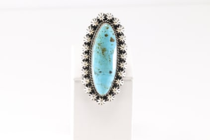 Native America Navajo Sterling Silver Kingmna Turquoise Ring By Donovan Skeets.