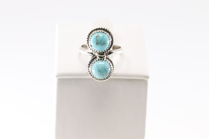 Native America Navajo Sterling Silver Turquoise Ring By E.W.