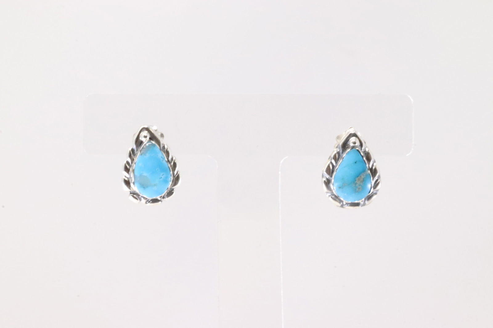 Native America Navajo Sterling Silver Turquoise Post Earring's By Freida Martinez.: This is a Native America Navajo Sterling Silver Turquoise Post Earring's By Freida Martinez.