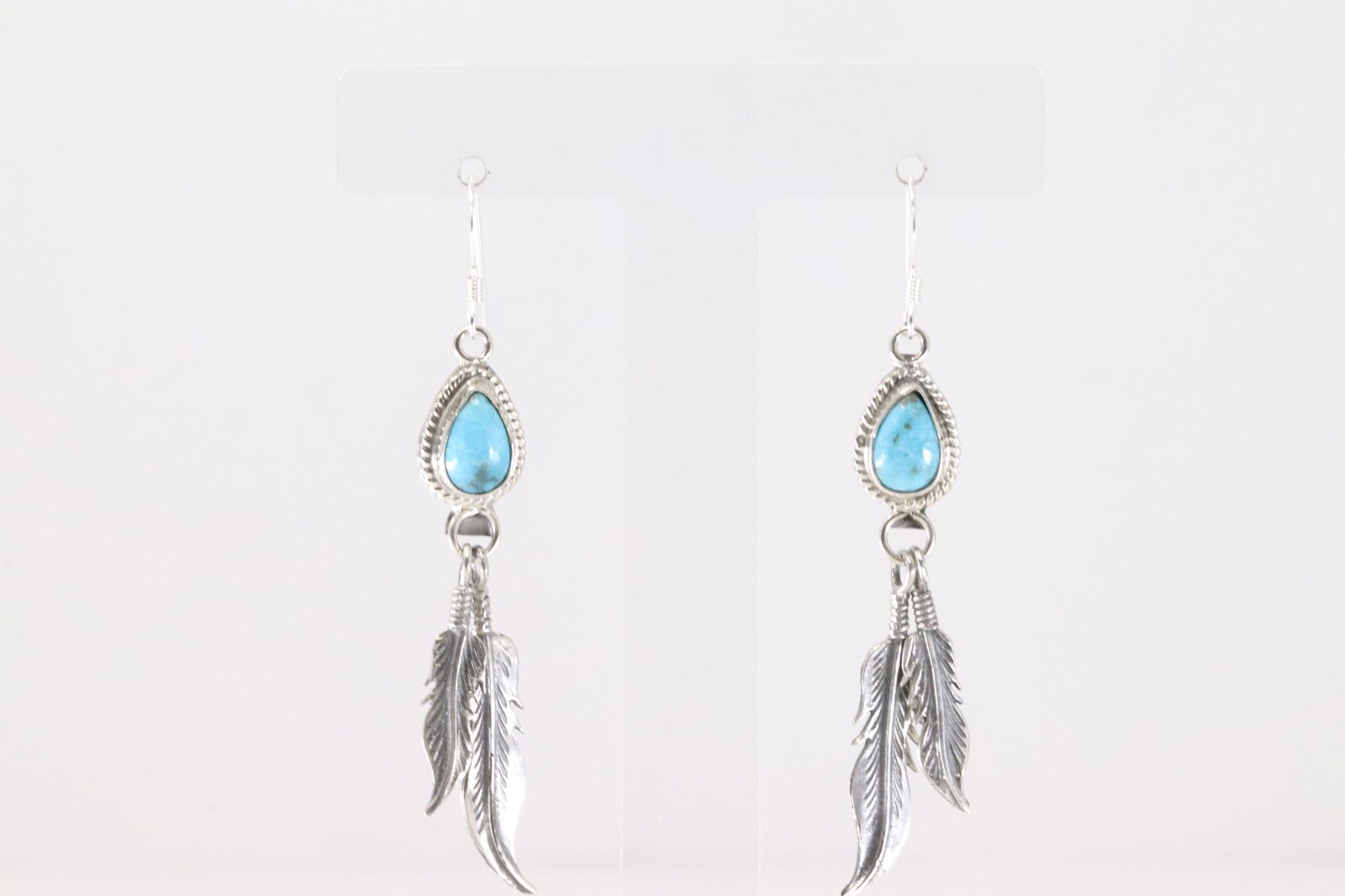 Native America Navajo Sterling Silver Turquoise Dangling Earring's By Sharon McCarthy.: This is a Native America Navajo Sterling Silver Turquoise Dangling Earring's By Sharon McCarthy.
