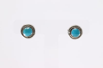 Native America Navajo Sterling Silver Turquoise Post Earring's By Sharon Clark.