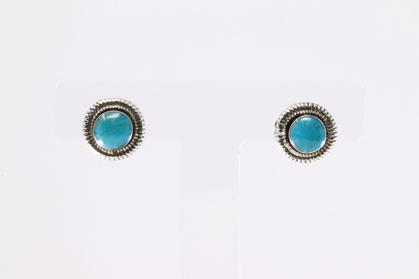 Native America Navajo Sterling Silver Turquoise Post Earring's By Sharon Clark.: This is a Native America Navajo Sterling Silver Turquoise Post Earring's By Sharon Clark.