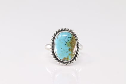 Native America Navajo Sterling Silver Turquoise Ring By Dixon.