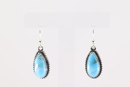 Native America Navajo Sterling Silver Turquoise Dangling Earring's By Freda Martinez.