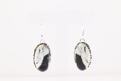 Native America Navajo Sterling Silver White Buffalo Dangling Earring's By Mike Dedman.