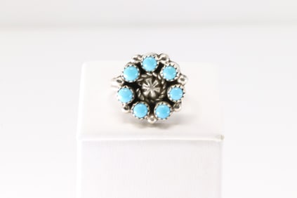 Native America Navajo Sterling Silver Turquoise Ring By F.B.