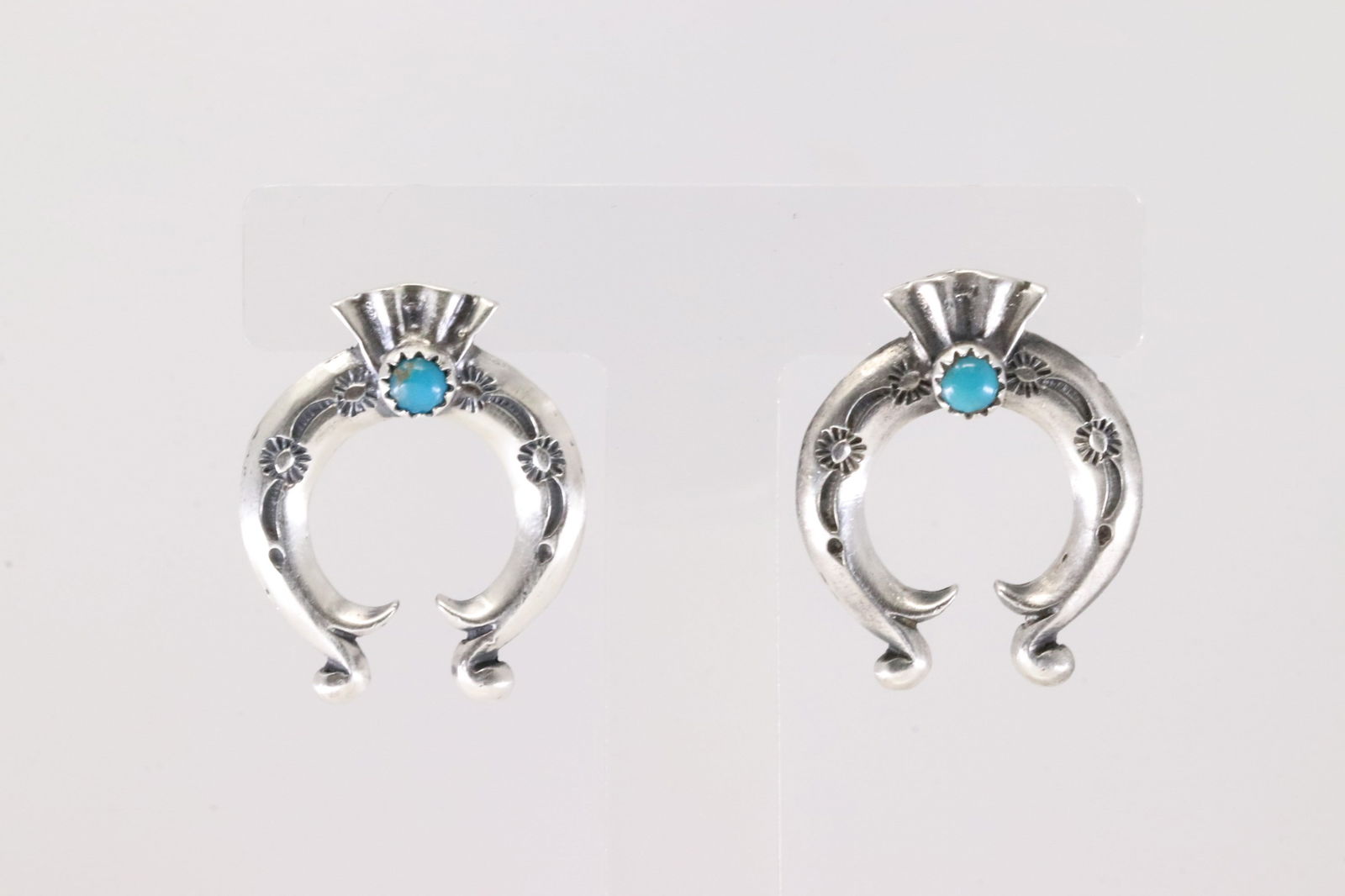 Native America Navajo Sterling Silver Turquoise Naja Post Earring's By Adrienne Gordan.: This is a Native America Navajo Sterling Silver Turquoise Naja Post Earring's By Adrienne Gordan.
