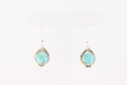 Native America Navajo Sterling Silver Kingman Turquoise Dangling Earring's By Trish Largo.
