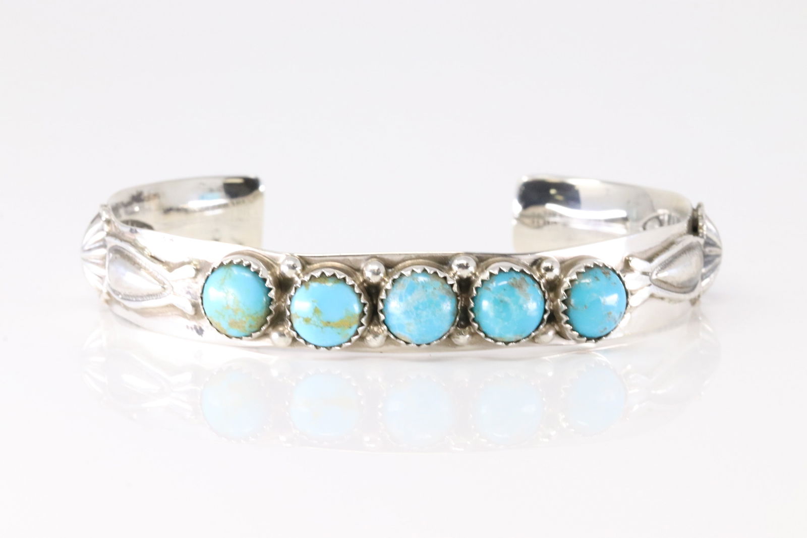 Native America Navajo Sterling Silver Turquoise Bracelet Cuff By Irvin Yazzie.: This is a Native America Navajo Sterling Silver Turquoise Bracelet Cuff By Irvin Yazzie.