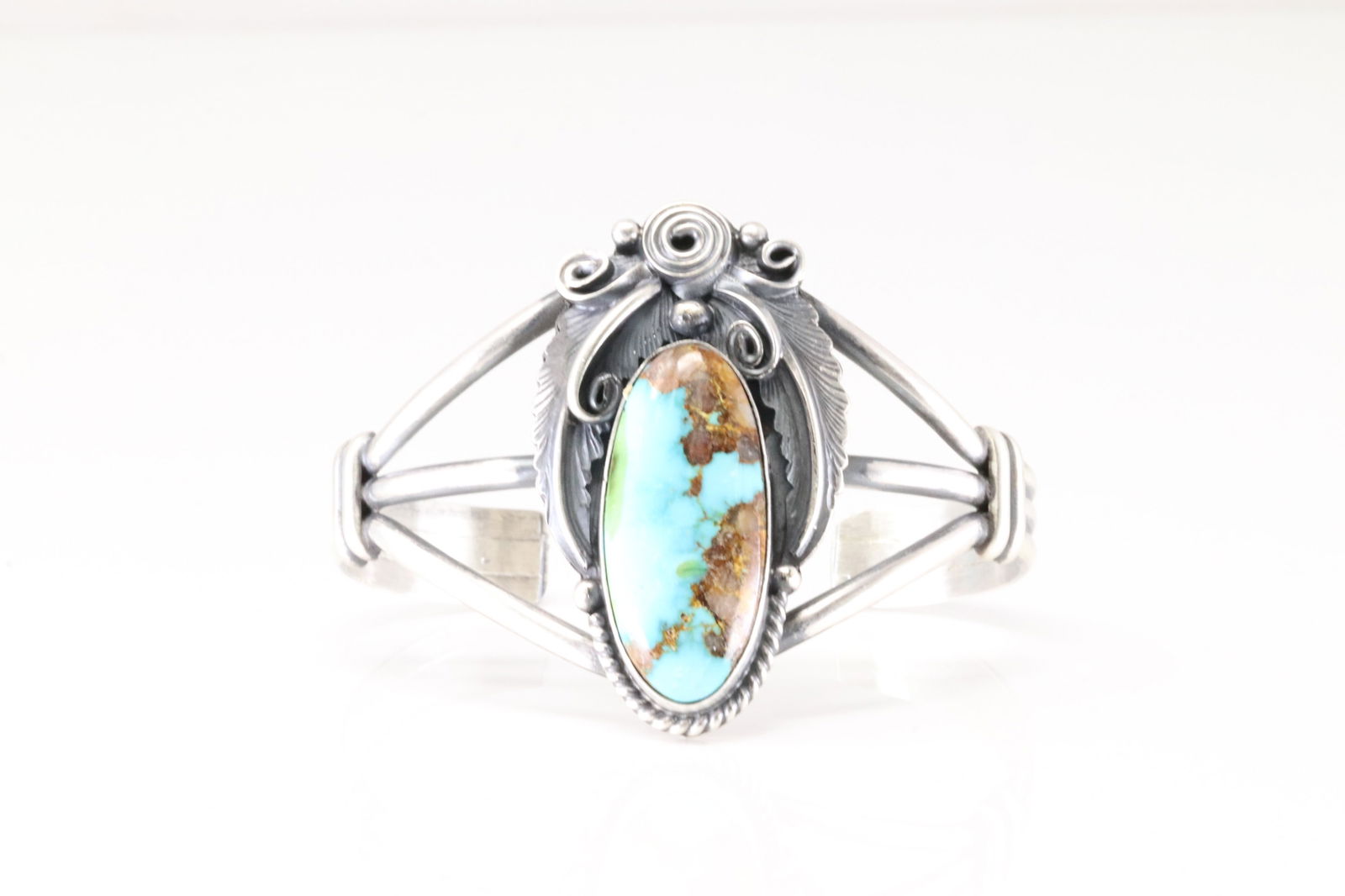 Native America Navajo Sterling Silver Sonora Gold Turquoise Bracelet Cuff By Jimmy Lee. (1 of 4)