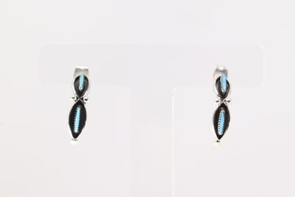 Native America Zuni Sterling Silver Post Hoop Earring's By Fernando Othole.