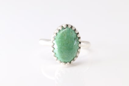 Native America Navajo Sterling Silver Turquoise Ring By P. Spencer.