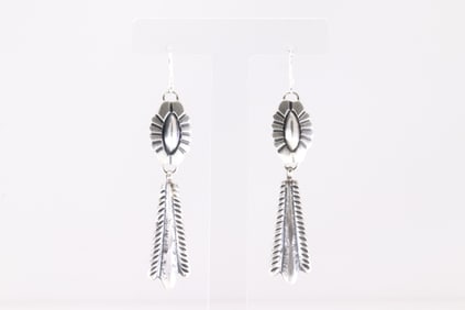 Native America Navajo Sterling Silver Solid Dangling Earring's By Martha Cayatiento.