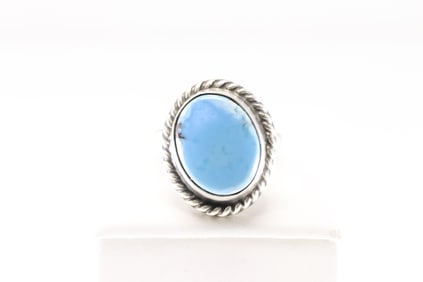 Native America Navajo Sterling Silver Golden Hill Turquoise Ring By Dixon.
