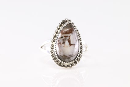 Native America Navajo Sterling Silver White Buffalo Ring By Fannie Platero.