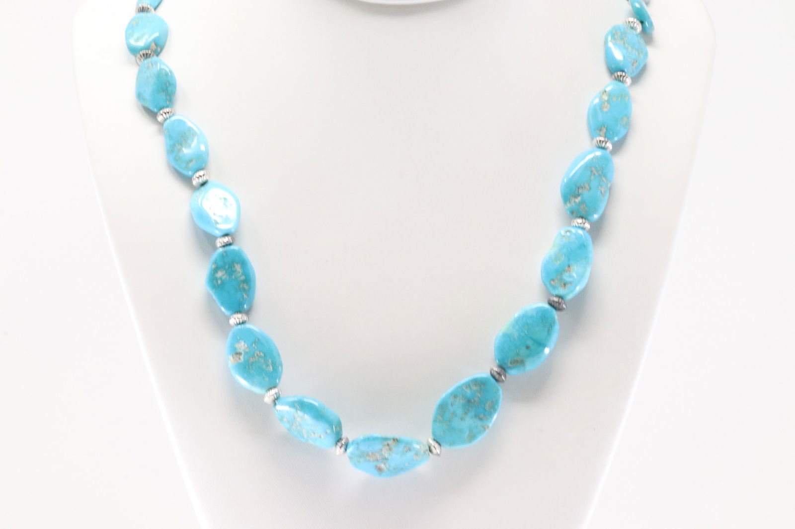 Native America Navajo Sterling Silver Turquoise Pearl Beaded Necklace By Isabelle John. (1 of 4)