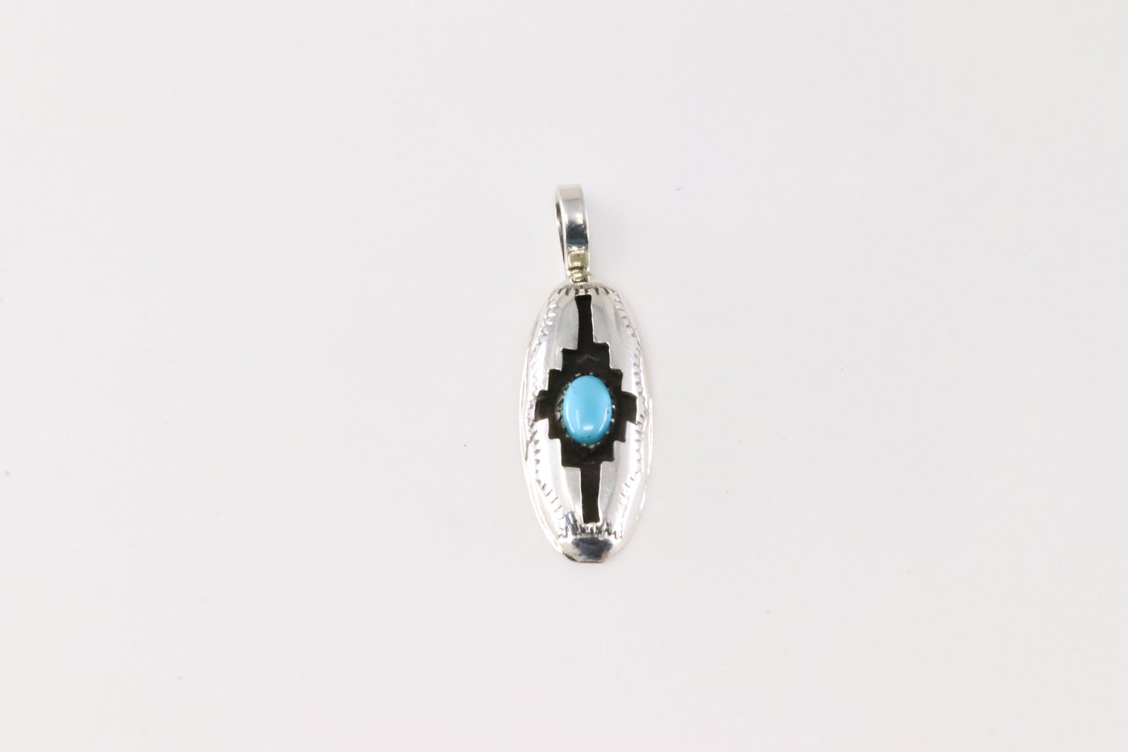 Native America Navajo Sterling Silver Turquoise Pendant By Felix Perry.: This is a Native America Navajo Sterling Silver Turquoise Pendant By Felix Perry.