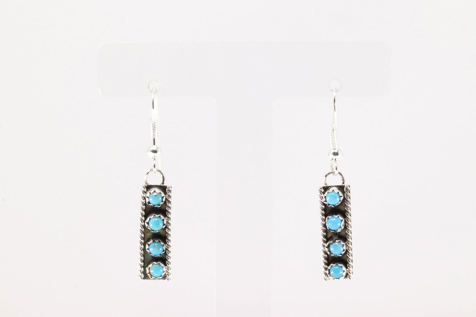 Native America Navajo Sterling Silver Turquoise Dangling Earring's By Janice Spencer.: This is a Native America Navajo Sterling Silver Turquoise Dangling Earring's By Janice Spencer.