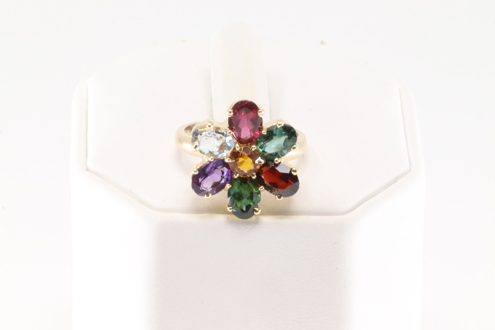 Multi-Color Gemstone Flower Ring 14Kt. (1 of 4)