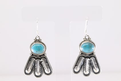 Native America Navajo Sterling Silver Turquoise Dangling Earring's.