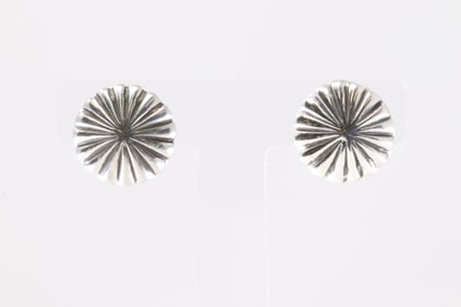 Native America Navajo Sterling Silver Stamped Post Earring's By Sally Sharley.