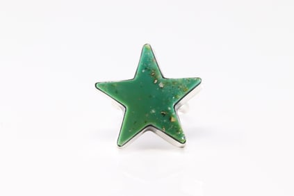 Native America Navajo Sterling Silver Turquoise Star Ring By D.