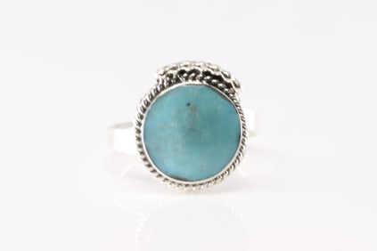 Native America Navajo Sterling Silver Turquoise Ring By Helena Barbone.