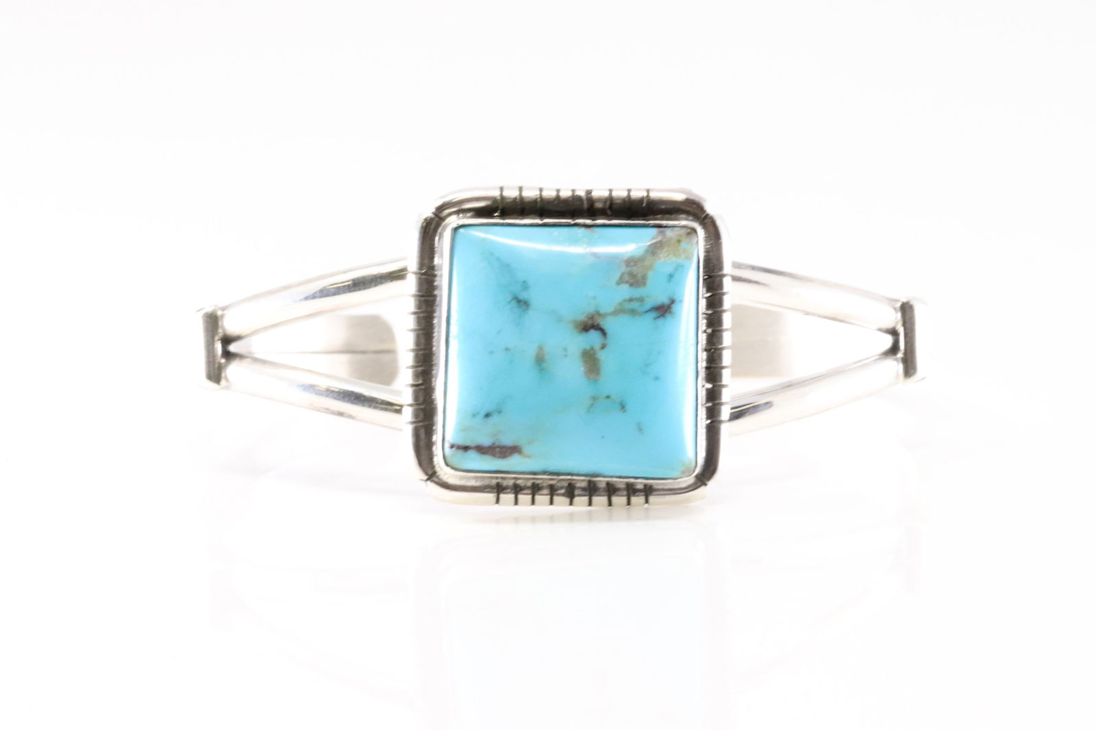 Native America Navajo Sterling Silver Turquoise Bracelet Cuff By S.E. (1 of 4)