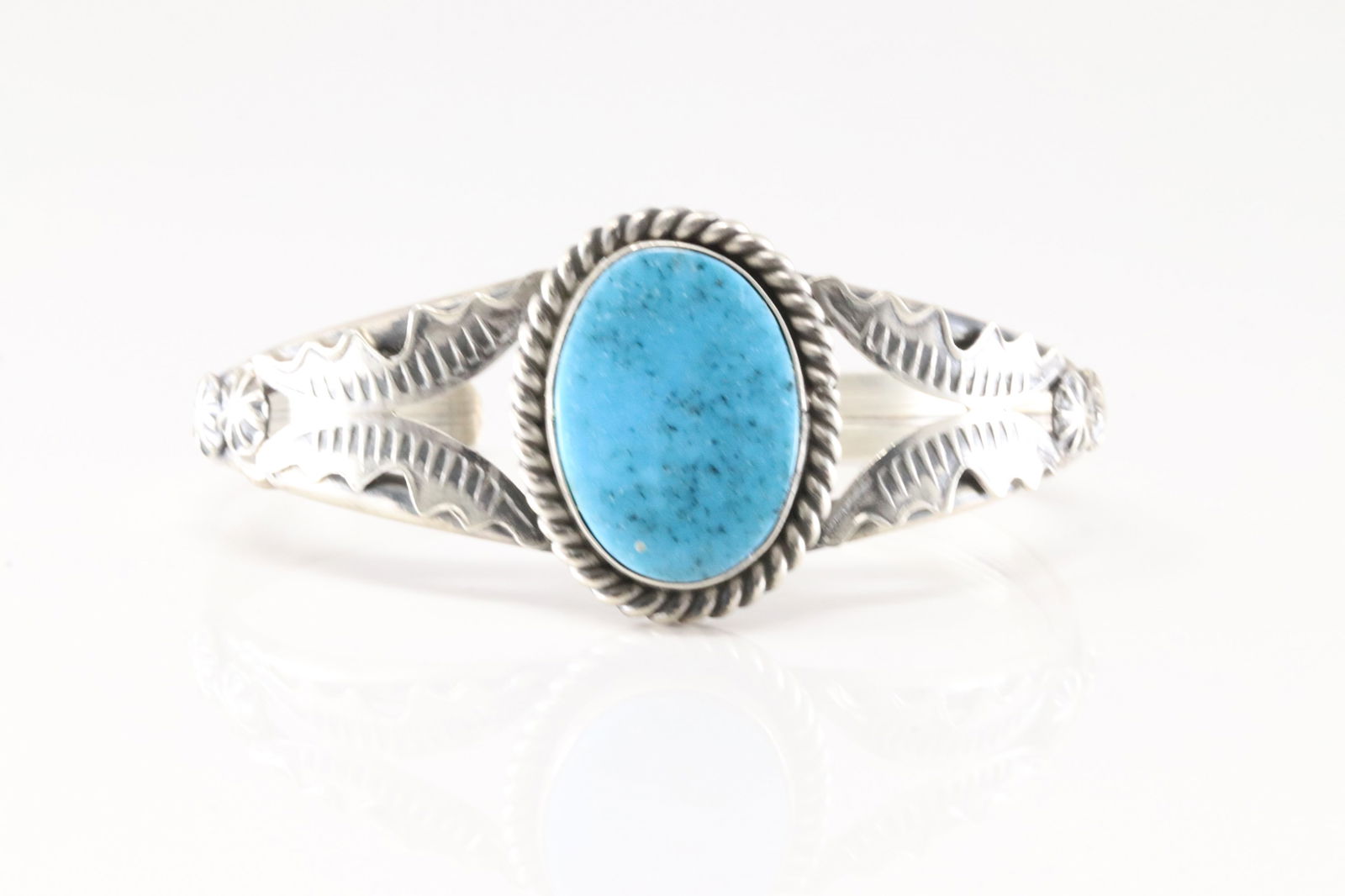Native America Navajo Sterling Silver Turquoise Bracelet Cuff By M. (1 of 4)