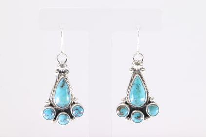 Native American Navajo Sterling Silver Turquoise Dangling Earring's By Darrell Morgan.