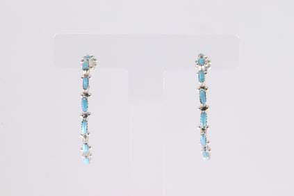 Native America Sterling Silver Turquoise Post Hoop Earring's.